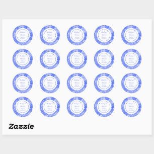 Sticker Rond Chinoiserie bleu blanc Shower de mariage 