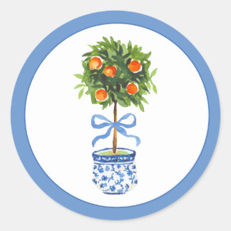 Sticker Rond Chinoiserie Citrus Topiary