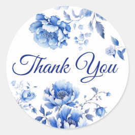 Sticker Rond Chinoiserie florale Merci