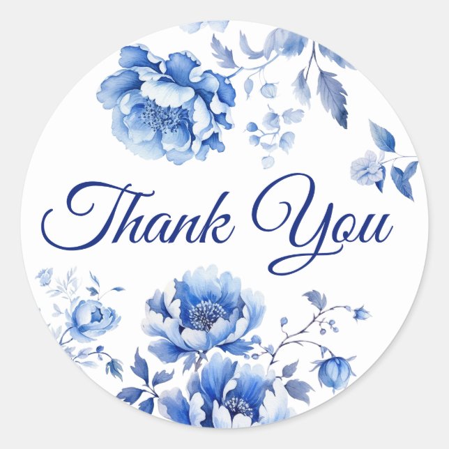 Sticker Rond Chinoiserie florale Merci (Devant)