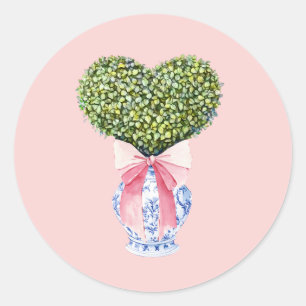 Sticker Rond Chinoiserie Heart Topiary Saint Valentin