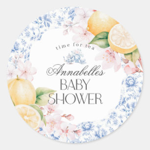 Sticker Rond Chinoiserie Lemon Tea Baby shower Invitation