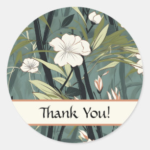 Sticker Rond Chinoiserie Merci Tropical Fleurs Asiatiques Douce