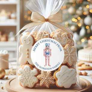 Sticker Rond Chinoiserie rose bleu Toile Nutcracker Noël