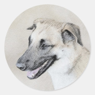 Sticker Rond Chinook (oreilles d'hélicoptère) Peinture - Chien 