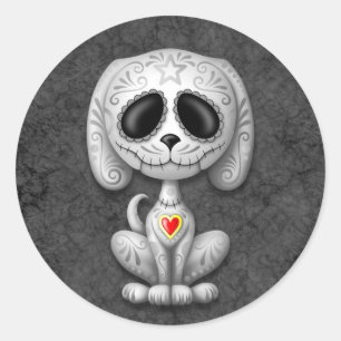 Sticker Rond Chiot à sucre Zombie gris