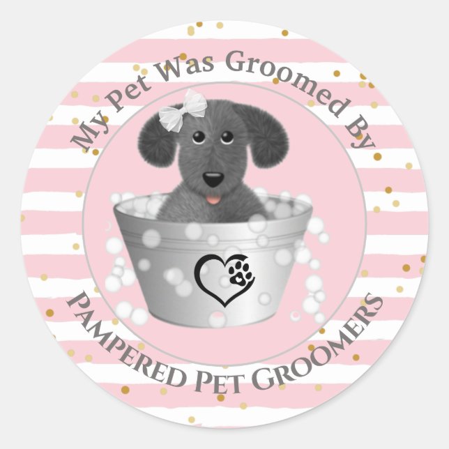 Sticker Rond Chiot dans le tuba à puce client (Devant)
