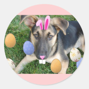 Sticker Rond Chiot de Pâques allemand