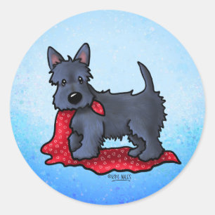Sticker Rond Chiot écossais KiniArt