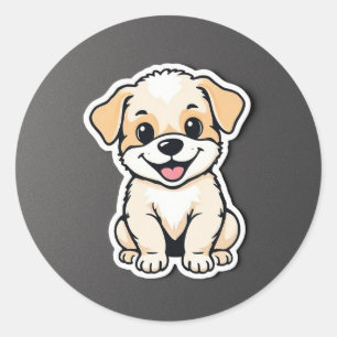 Sticker Rond chiot mignon