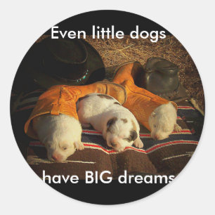 Sticker Rond Chiots de cowboy fatigués