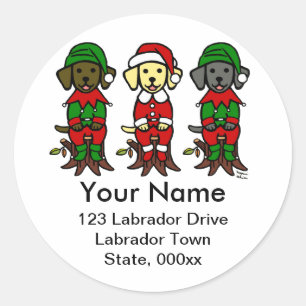 Sticker Rond Chiots de Noël de trois laboratoires