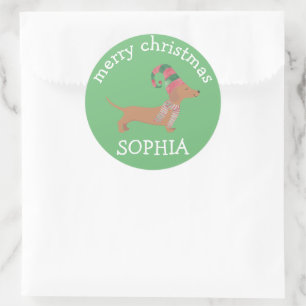 Sticker Rond Chiots mignons Dachshund amoureux des chiens Joyeu