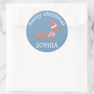 Sticker Rond Chiots mignons Dachshund amoureux des chiens Joyeu