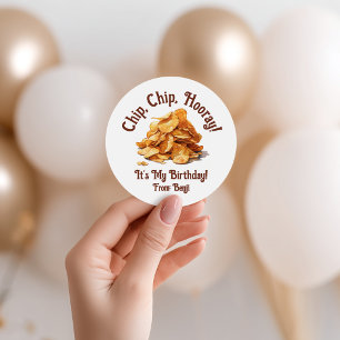 Sticker Rond Chip, Chip, Hourra ! Frites, c'est mon anniversair