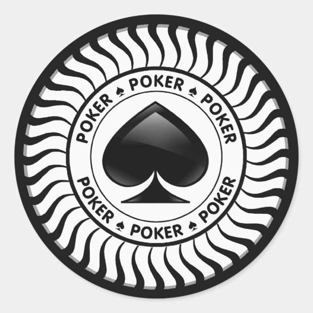 Sticker Rond Chip de Poker Spade (Devant)