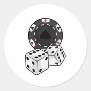 Sticker Rond Chip & Dice pour Poker