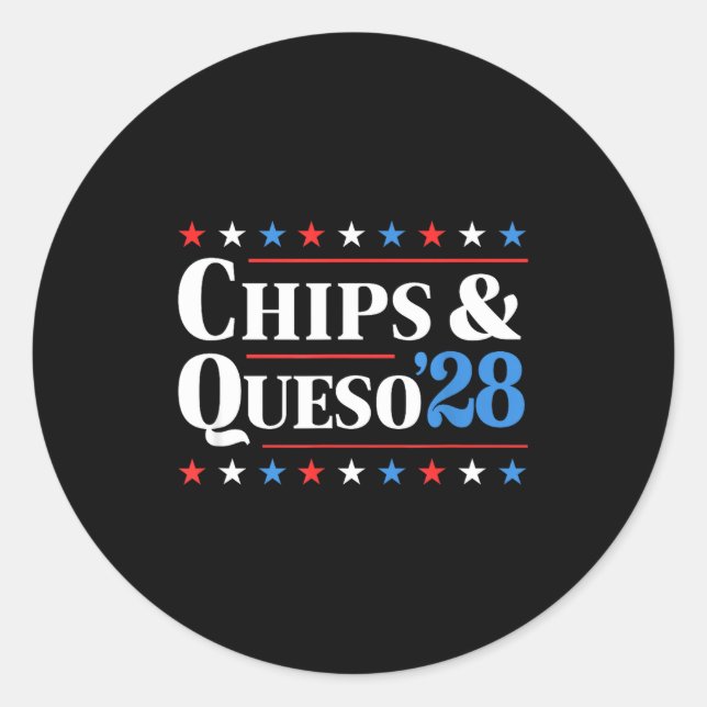 Sticker Rond Chips And Queso 2028 Funny Presidential Election 2 (Devant)