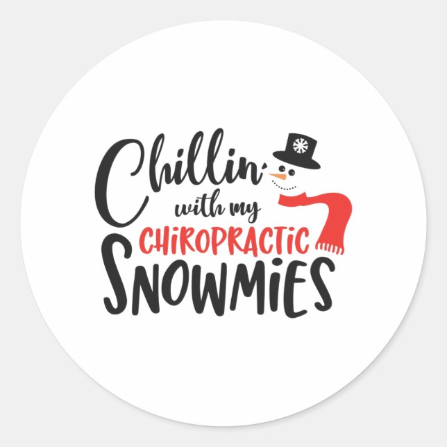 Sticker Rond Chiropracteur de Noël chillin avec mes neiges (Devant)