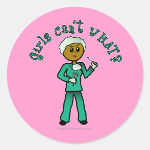 Sticker Rond Chirurgien noir fille