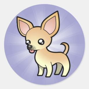 Sticker Rond Chiwawa de bande dessinée (manteau lisse)