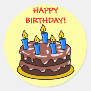 Sticker Rond Chocolat amusant Joyeux gâteau d'anniversaire avec