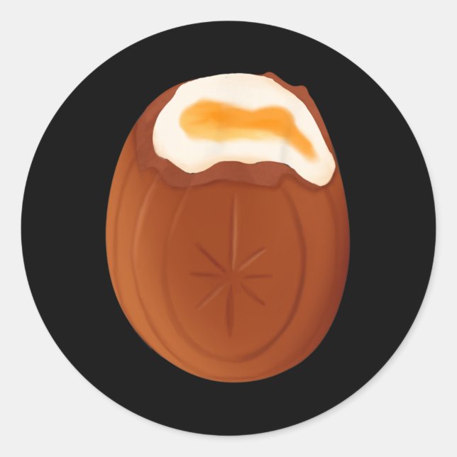 Sticker Rond Chocolat aux oeufs de crème Pâques Quirky bizarre  (Devant)