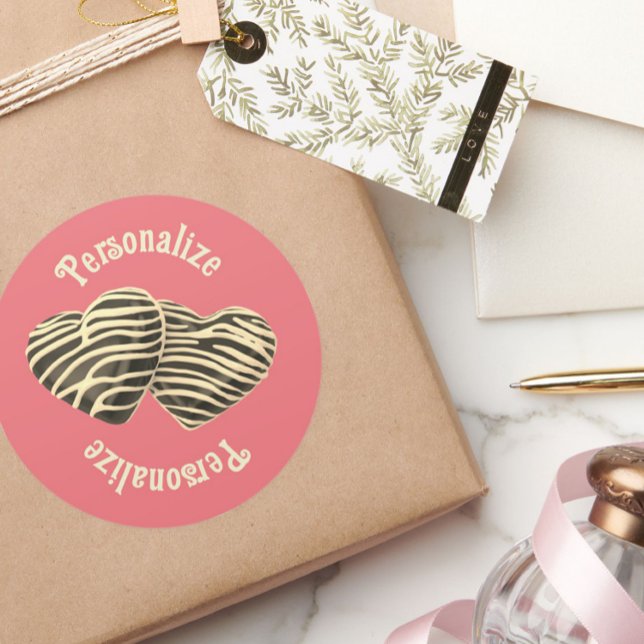 Sticker Rond Chocolat bonbon coeur corail rose mignon amour (Créateur téléchargé)