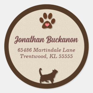 Sticker Rond Chocolat Brown et Chat Tan Thème