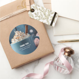 Sticker Rond Chocolat chaud avec crème humide Baby shower confo