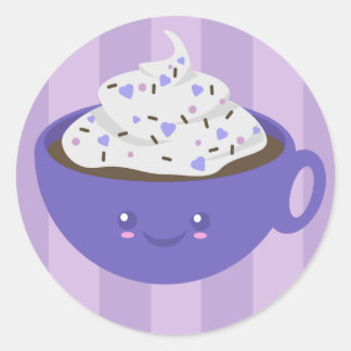 Sticker Rond Chocolat chaud mignon