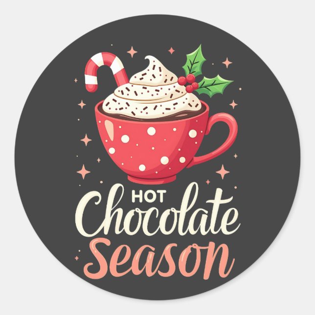 Sticker Rond Chocolat chaud saison Amateurs de Noël (Devant)
