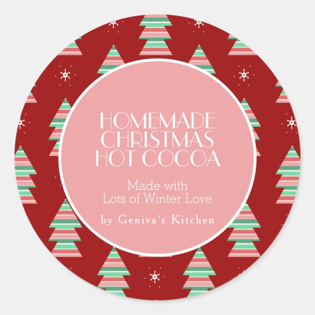 Sticker Rond Chocolat chaud sapin de Noël fait maison (Devant)