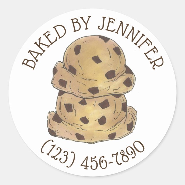 Sticker Rond Chocolat Chip Cookie Dough Bakery Chef pâtisserie (Devant)