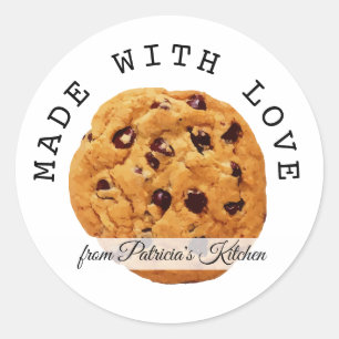 Sticker Rond Chocolat Chip Cookie Fabriqué Avec amour