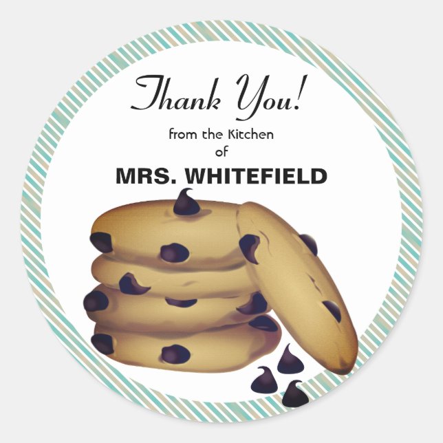 Sticker Rond Chocolat Chip Cookies Merci Canning Cadeau (Devant)