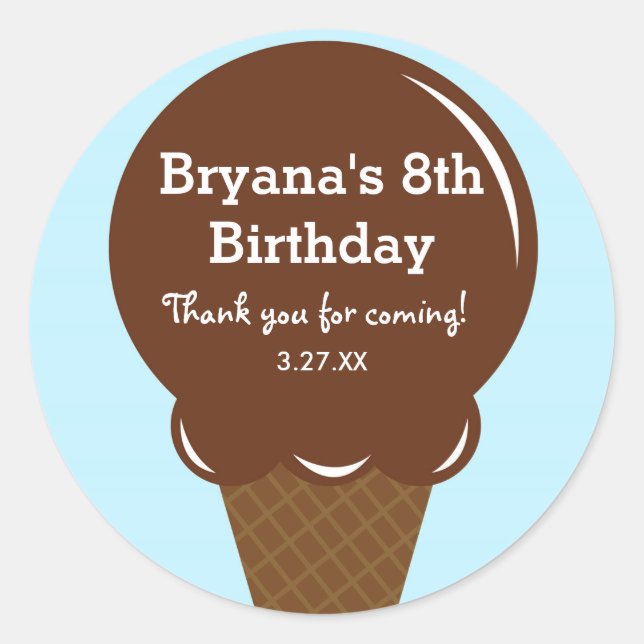 Sticker Rond Chocolat Crème de glace Anniversaire Fête Favorise (Devant)