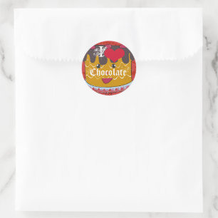 Sticker Rond Chocolat du coeur - J'aime le chocolat