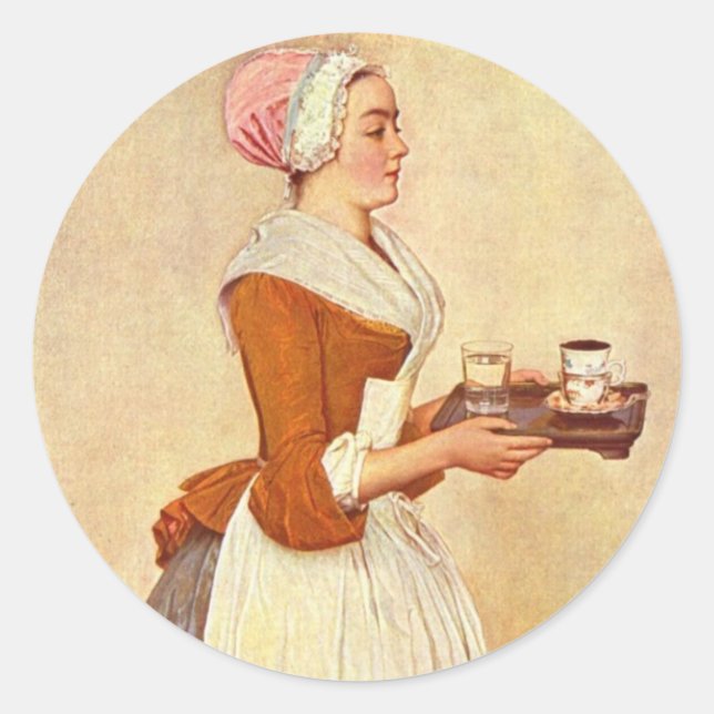 STICKER ROND CHOCOLAT FONDUE DÎNER FÊTE (Devant)