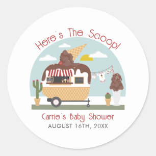 Sticker Rond Chocolat Ice Cream Camion Baby shower neutre