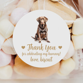 Sticker Rond Chocolat personnalisé Lab Chien Mariage Favoriser 