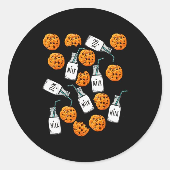 Sticker Rond Chocolate Chip Cookies And Milk Funny Costume  (Devant)