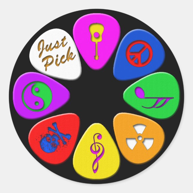 Sticker Rond Choisir juste des Onglets de guitare (Devant)