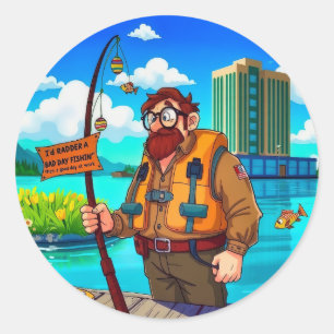 Sticker Rond Choisir la pêche par rapport au travail