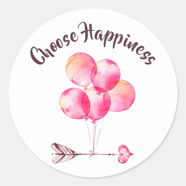 Sticker Rond "Choisir le Bonheur Balloon/Motivation cardiaque (Devant)