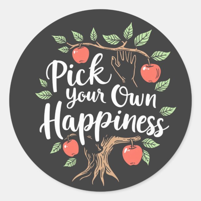 Sticker Rond Choisissez votre propre bonheur Pomme saison de cu (Devant)