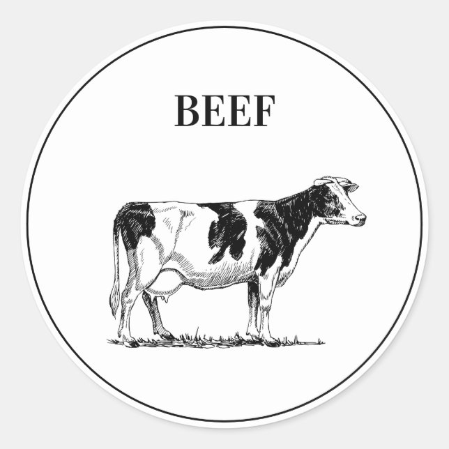 Sticker Rond Choix de repas Mariage de boeuf rustique (Devant)