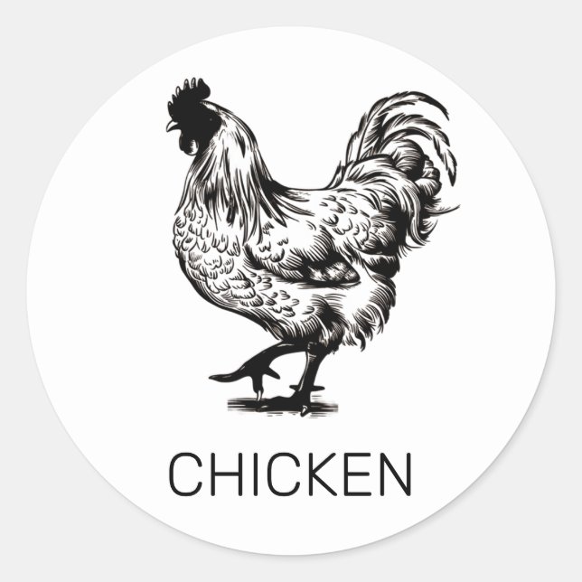 Sticker Rond Choix de repas pour Mariage de poulet personnalisé (Devant)