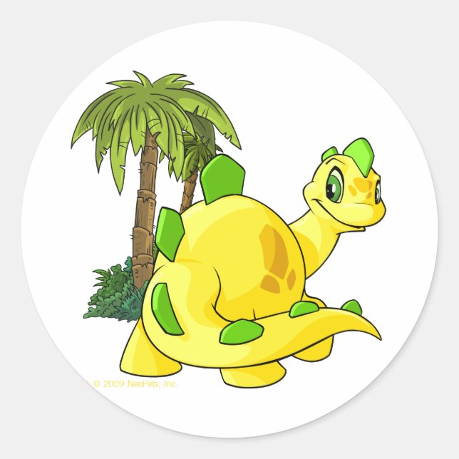 Sticker Rond Chomby jaune tyrannien regardant (Devant)