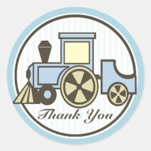 Sticker Rond Choo Choo Train Baby Blue